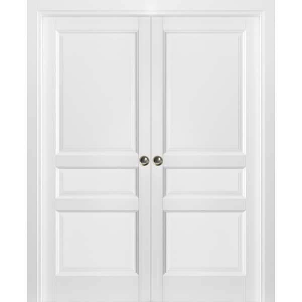 Sartodoors Double Pocket Interior Door, 48" x 84", White - LUCIA31DP-BEM-4884