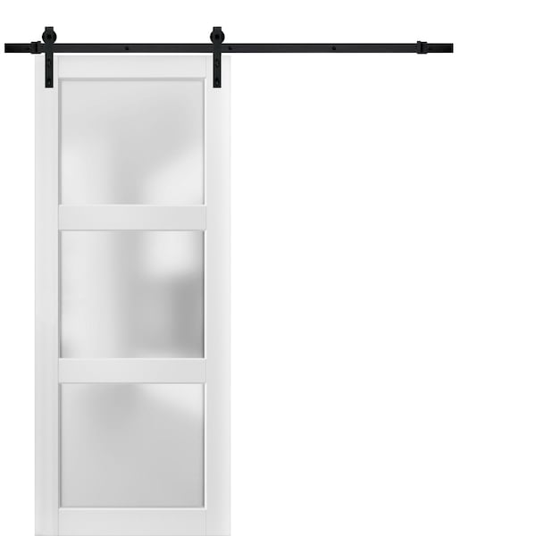 Sartodoors Barn Interior Door, 36" x 80", White - LUCIA2552BD-B-BEM-36