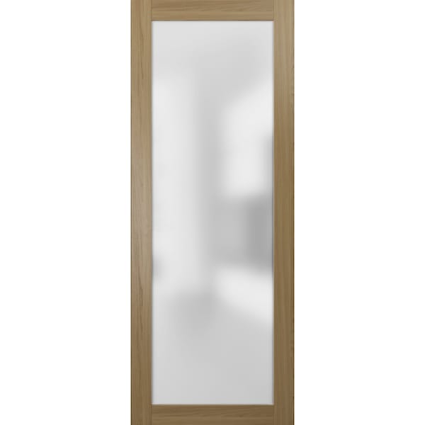 Sartodoors Slab Panel Frosted Glass Lite 32x80 " Planum 2102 Honey Ash Finished Modern Pocket Closet Sliding - PLANUM2102S-MEYA-32