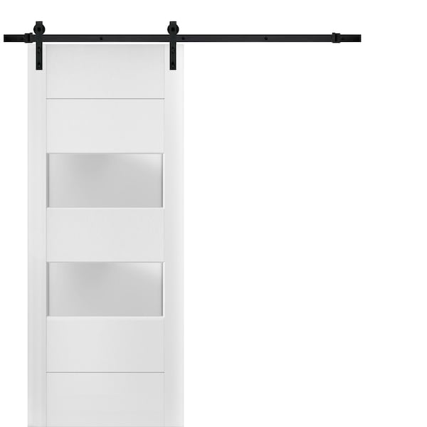 Sartodoors Barn Interior Door, 24" x 84", White - LUCIA4010BD-B-BEM-2484
