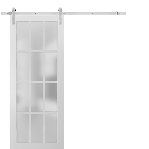 Sartodoors Barn Interior Door, 30" x 84", White - FELICIA3312BD-S-BEM-3084
