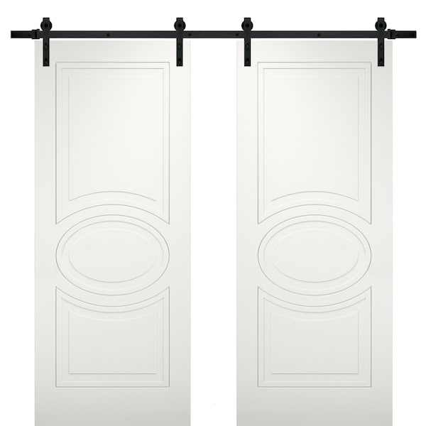 Vdomdoors Double Barn Interior Door, 56" x 80", White - MELA7001DB-WS-56