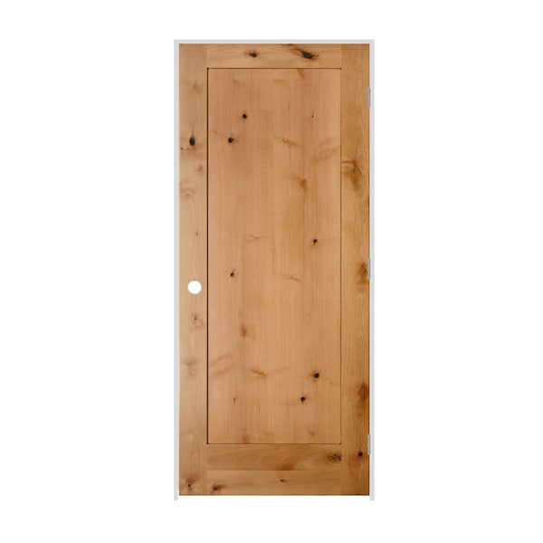 Codel Doors 18" x 80" x 1-3/8" Knotty Alder 1-Panel Interior Shaker 6-9/16" LH Prehung Door w/Satin Nckl Hinges - 1668SKA8401LH156916