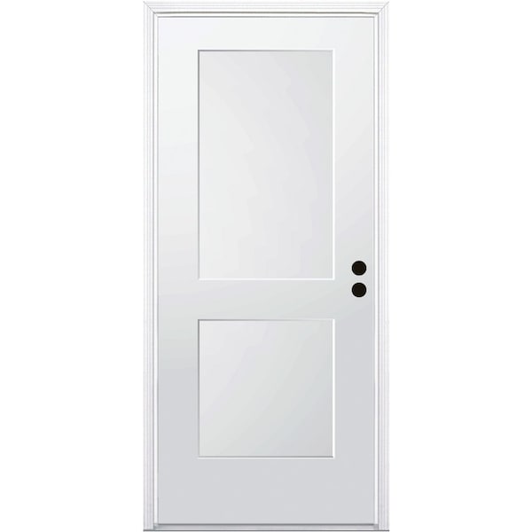Codel Doors 36" x 80" Primed White Shaker Exterior Fiberglass Door - 3068LHISPSF2PSHK691626DM