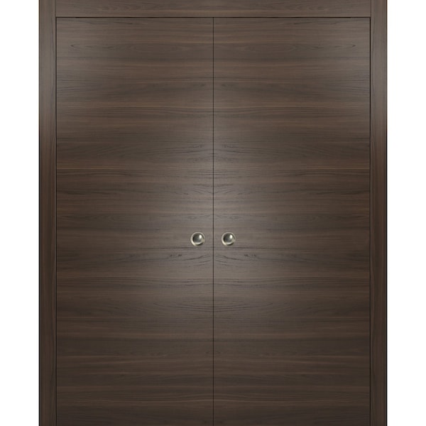 Sartodoors Modern Double Pocket 64x80 Planum 0010 Chocolate Ash Pocket Frame Trims Pulls Rail Closet,  - PLANUM10DP-CANP-64