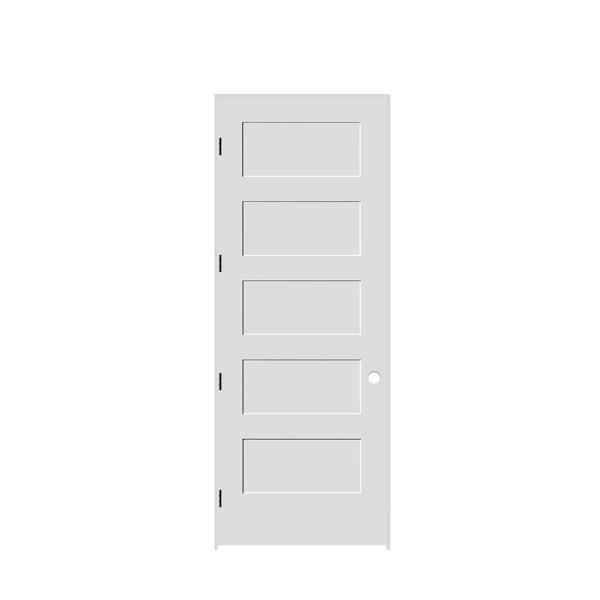 Trimlite 24"x96"x13/8" Primed 5Panel Equal Panel Interior Shaker 49/16" RH Prehung Door Matte Black Hinges - 2080PRI8405RH10B4916