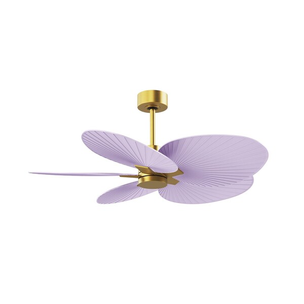 Matthews Fan Co Alessandra Tropical 5-Blade Ceiling Fan In Brushed Brass And Lilac Blades - AKTP-BRBR-LI
