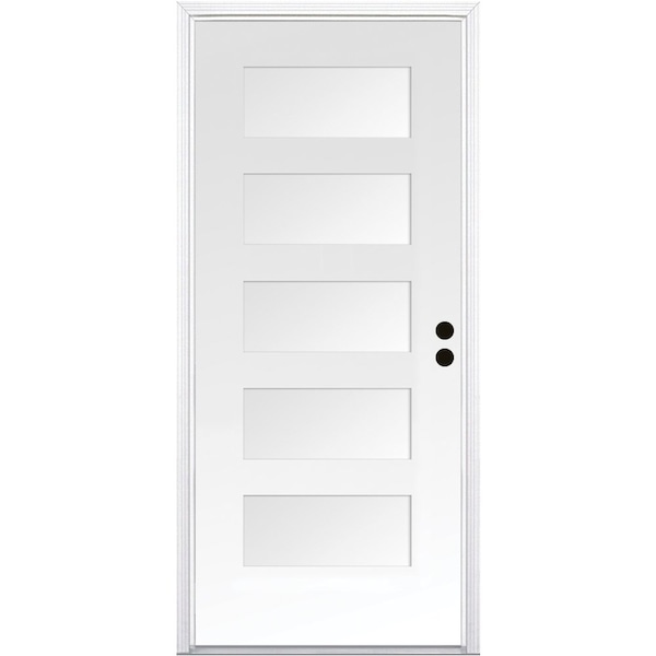 Codel Doors 36" x 80" Primed White Shaker Exterior Fiberglass Door - 3068LHISPSF5PSHK691610BM