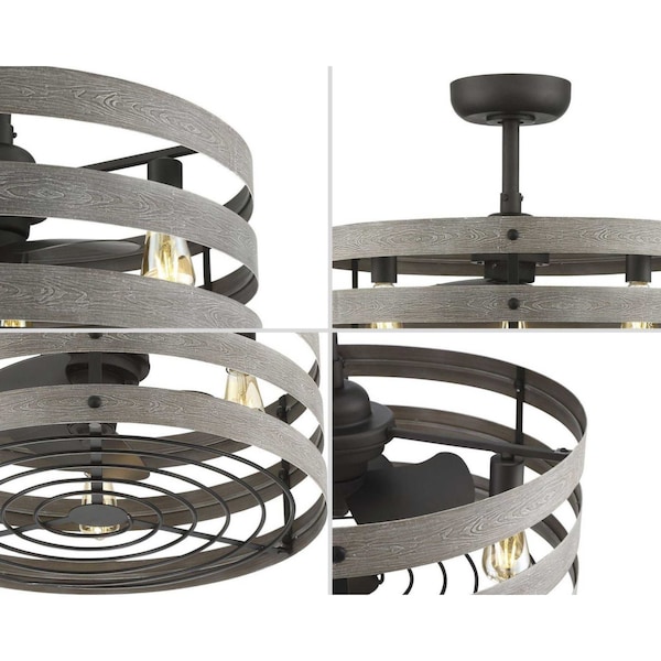 Progress Lighting Gulliver 23" 3-blade fandelier with LED lights - P250012-143-22