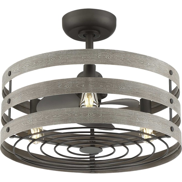 Progress Lighting Gulliver 23" 3-blade fandelier with LED lights - P250012-143-22