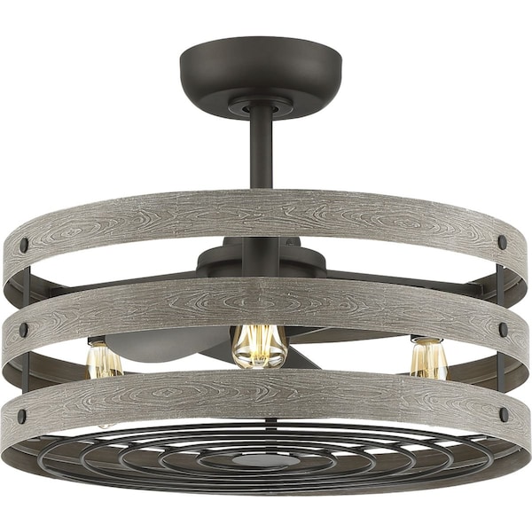 Progress Lighting Gulliver 23" 3-blade fandelier with LED lights - P250012-143-22