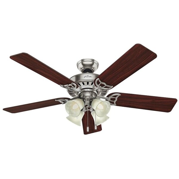 Hunter Ceiling Fan, 5Blade, CherryMaple Blade, 52 in Sweep, 3Speed, With Lights Yes - 53064/20183
