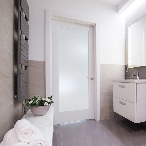 Codel Doors 36"x80"x1-3/8" Primed 1-Lite w/Mirror Two-Sides Tempered Glass Int French 7-1/4" RH Prehung Door - 3068PRI1501MIRTRH15714