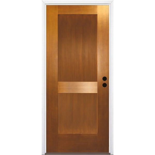 Codel Doors 36" x 80" Fir Grain Shaker Exterior Fiberglass Door - 3068LHISPFG2PSHK491610BB