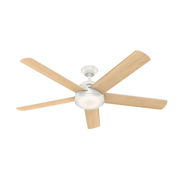 Hunter Decorative Ceiling Fan, 60 in Blade Dia, 5 Blades, 6 Speeds, 120, Fresh White - 59484