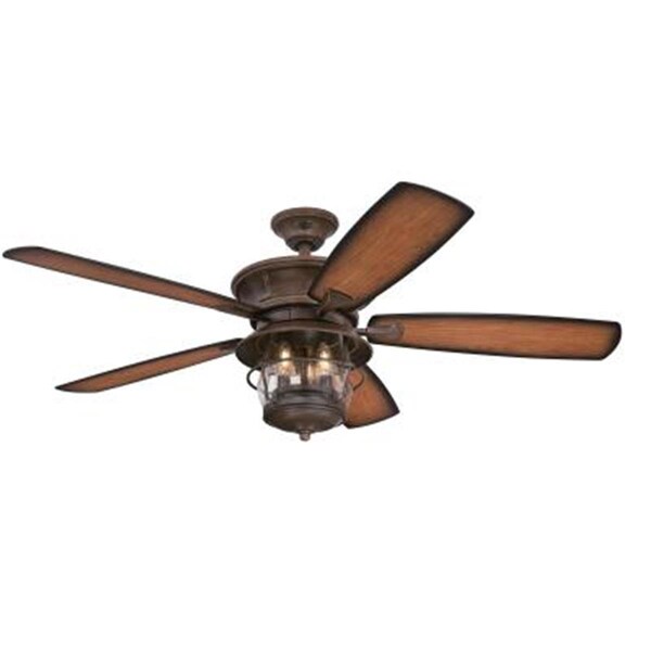 Brightbomb 52 in. Aged Walnut Finish Reversible ABS Blades Clear Seeded Glass Dark Cherry, Shaded Edge & Walnut - BR3281854