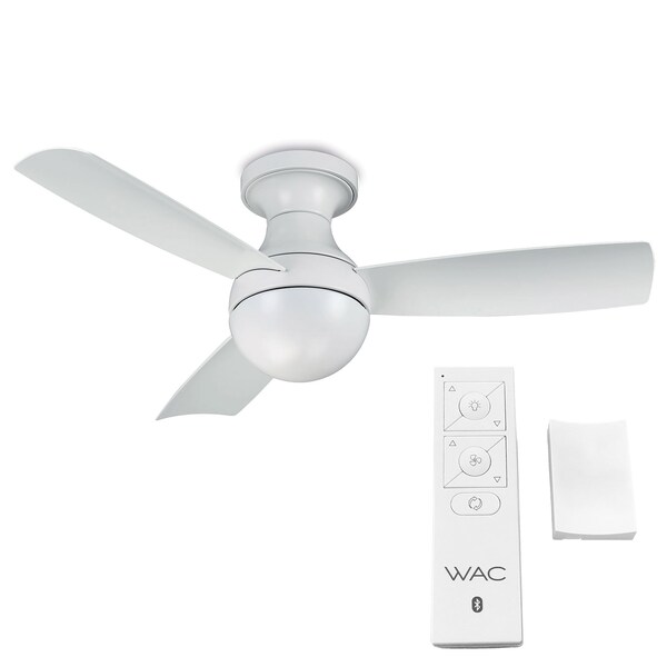 Wac Orb Indoor and Outdoor 3-Blade Smart Flush Mount Ceiling Fan 44in Matte White with Remote Control - F-004