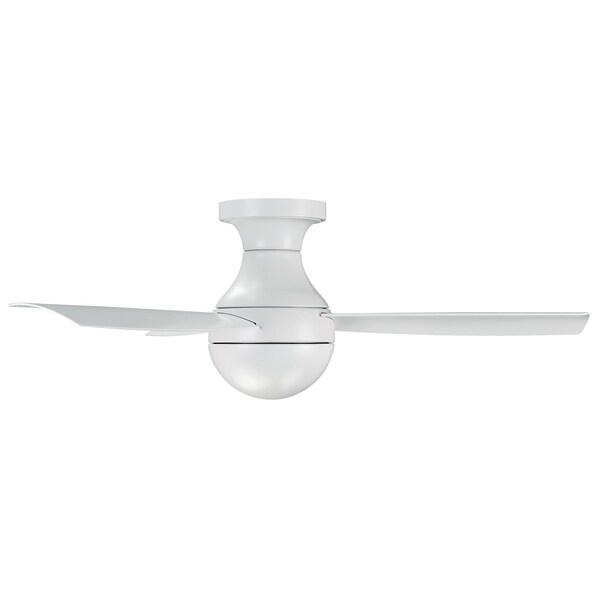 Wac Orb Indoor and Outdoor 3-Blade Smart Flush Mount Ceiling Fan 44in Matte White with Remote Control - F-004