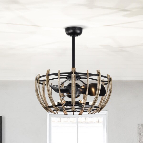 Warehouse Of Tiffany 26 in. Matthias 6-Light Indoor Ceiling Fan with Light Kit, Black - DW01W28IB