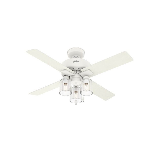 Hunter Ceiling Fan, 4 Blades, 3 Speeds, 120, Matte White - 50330