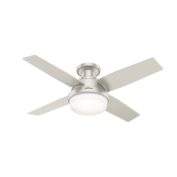 Hunter Ceiling Fan, 4 Blades, 3 Speeds, 120, Matte Nickel - 50398