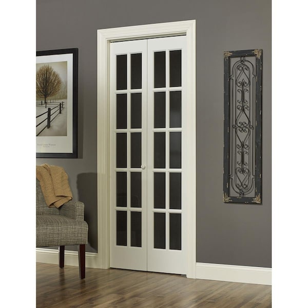 Parche 36 x 80 in. 10-Lite Traditional Divided Bifold Door, Unfinished Pine - PA3034558