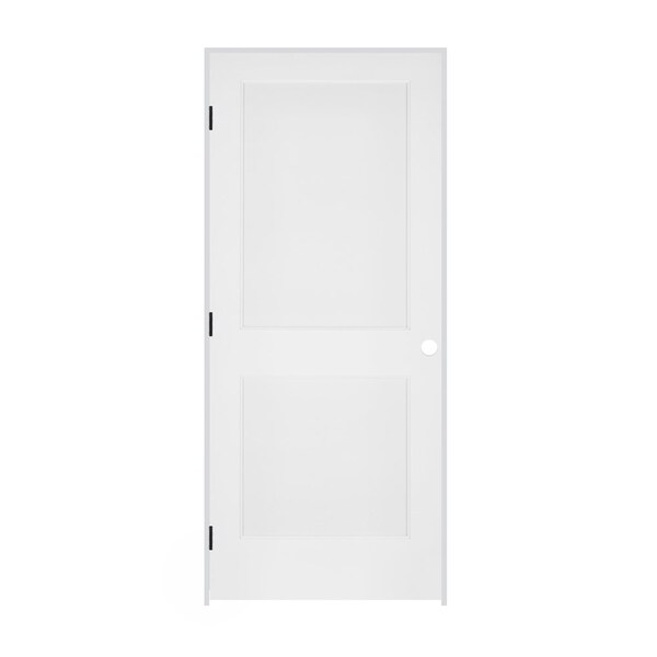 Trimlite 34"x80"x13/8" Primed 2Panel Interior Flat Panel Door Ovolo Bead 49/16" RH Prehung Door Black Hinges - 2168PRI8082RH1D4916