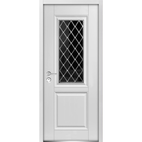 Vdomdoors Front Exterior Prehung Steel Door 36x80 " InswingBallucio 1709  EnamelPanel Inserts Classic - BALLUCIO1709ED-BEM-36-RH