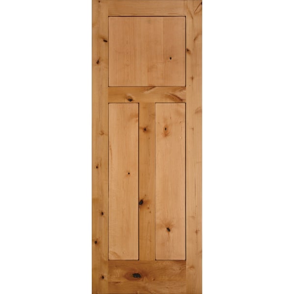 Codel Doors 24" x 80" Knotty Alder 3-Panel Mission Interior Shaker Slab Door - 2068SKA8403