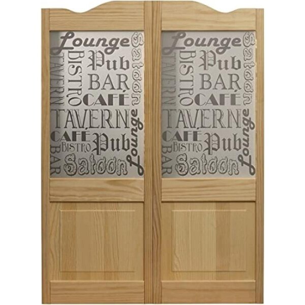 Parche 30 x 42 in. Full Glass Tavern Louvered Cafe Door, Unfinished Pine - PA3583026