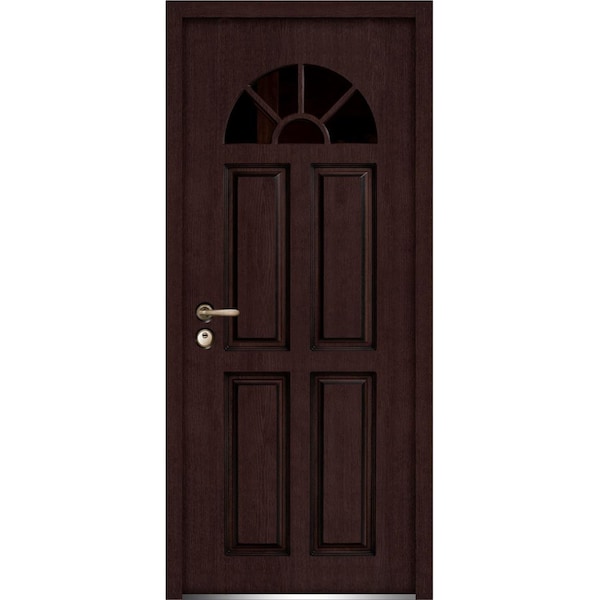 Vdomdoors Front Exterior Prehung Glass Steel Door 36x80 " InswingBallucio 1788 Dark  OakPanel Inserts Classic - BALLUCIO1788ED-BRW-36-RH
