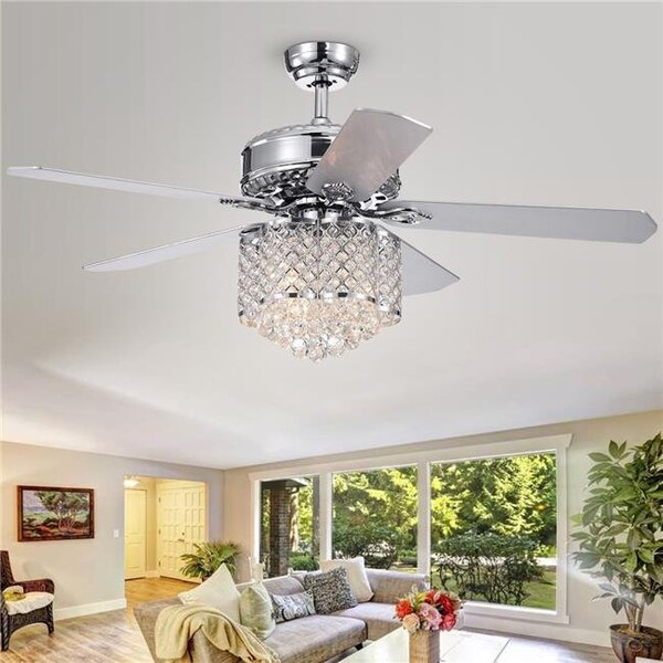 Warehouse Of Tiffany Warehouse of Tiffany CFL-8316REMO-CH 52 in. Deidor Indoor Remote Controlled Ceiling Fan with Light Kit; Chrome - CFL-8316REMO/CH