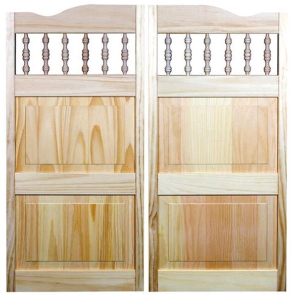 Parche 36 x 42 in. Carson City Spindle Top Cafe Door, Unfinished Pine - PA3029664