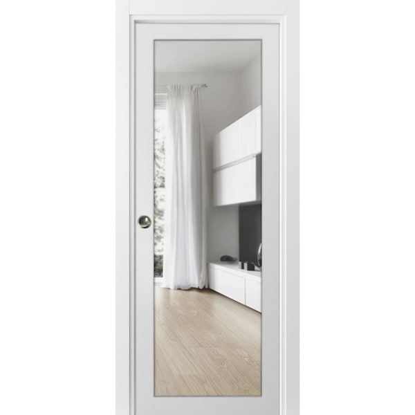 Sartodoors Pocket Interior Door, 28" x 80", White - LUCIA2166PD-BEM-28