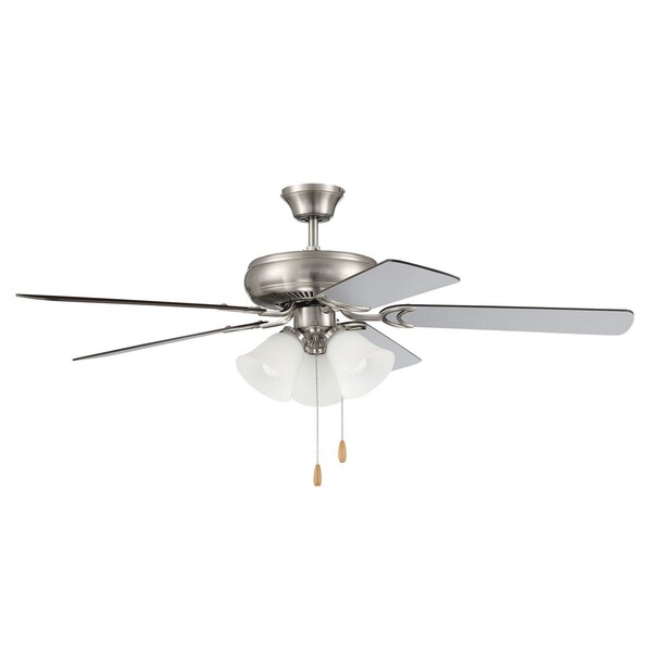 Craftmade 52in Decorator's Choice 3 Light In Brushed Polished Nickel W/ Brushed Nickel/Walnut Blades, 823706 - DCF52BNK5C3W
