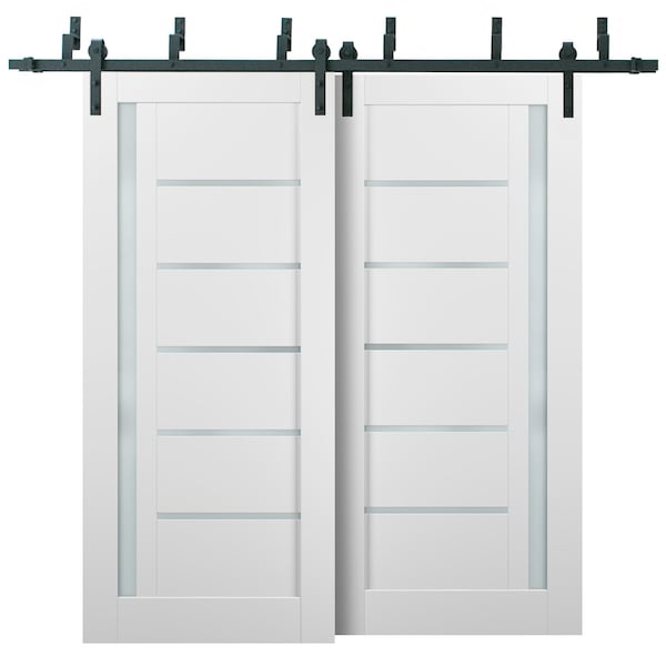Sartodoors Barn Bypass Interior Door, 48" x 96", White - QUADRO4088BBB-WS-4896