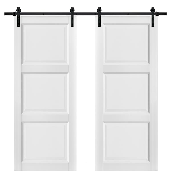 Sartodoors Double Barn Interior Door, 64" x 84", White - LUCIA2661DB-BEM-6484