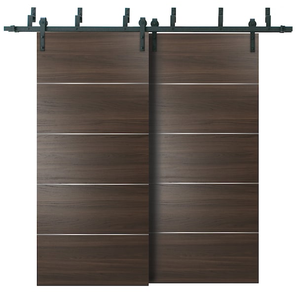Sartodoors Barn Bypass Interior Door, 84" x 80", Chocolate - PLANUM20BBB-SHOYA-84