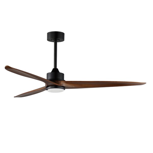 Maxim Lighting Woodwind 72'' Solid Wood Blade Fan w LED Light Kit, Black - 88833BK