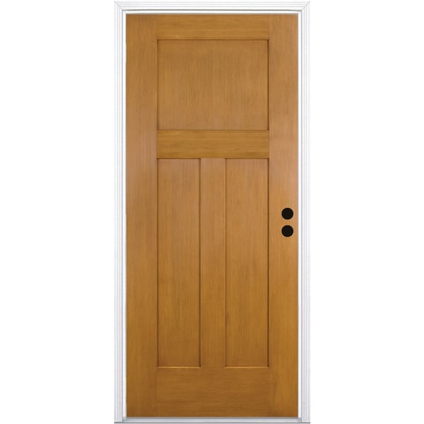 Codel Doors 32" x 80" Fir Grain Shaker Exterior Fiberglass Door - 2868LHISPFG3PSHK691615M