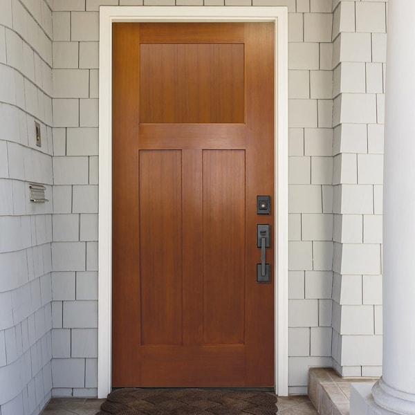 Codel Doors 32" x 80" Fir Grain Shaker Exterior Fiberglass Door - 2868LHISPFG3PSHK691615M