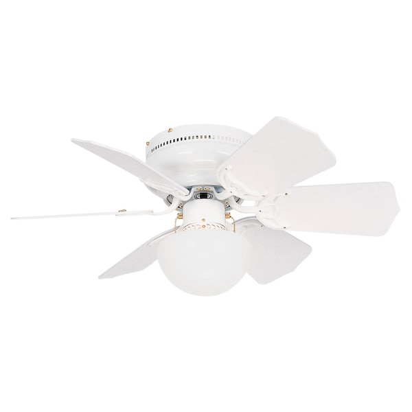 Litex Industries 30" White Flushmount Ceiling Fan Includes Blades and LED Light Kit - BRC30WW6L