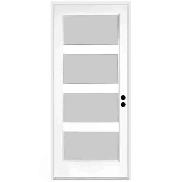 Codel Doors 32" x 80" Primed White Contemporary Flush-Glazed Exterior Fiberglass Door - 2868LHISPSF20F4LS491615M