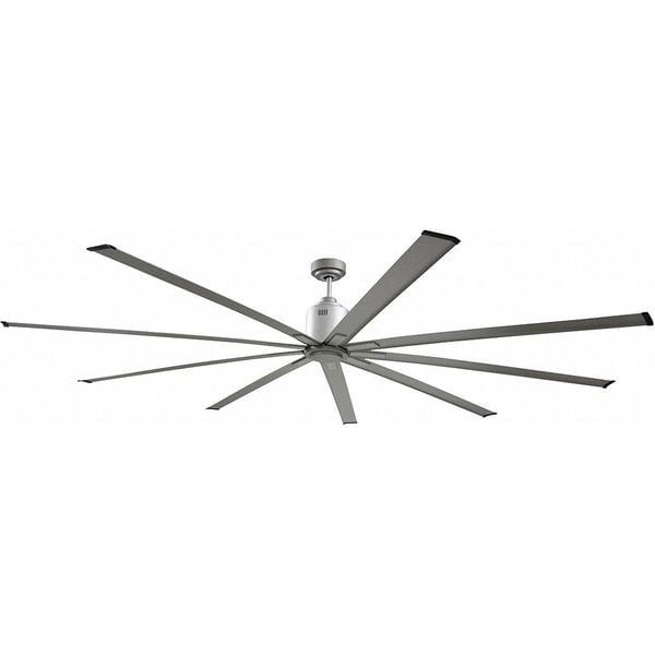 Maxx Air Industrial Ceiling Fan, 8 ft Blade Dia, 9 Blades, 6 Speeds, 120 V, Brushed Nickel, 96 in. W - ICF96UPS