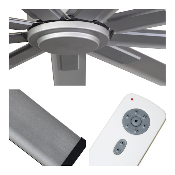 Maxx Air Industrial Ceiling Fan, 8 ft Blade Dia, 9 Blades, 6 Speeds, 120 V, Brushed Nickel, 96 in. W - ICF96UPS