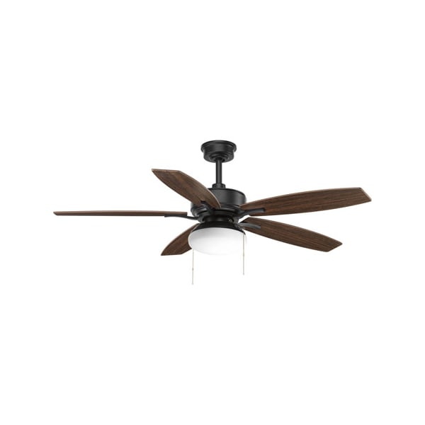 Progress Lighting Ceiling Fan, 5 Blades, 3 Speeds, 120V, Forged Black, 11.12 in W - P2552-80