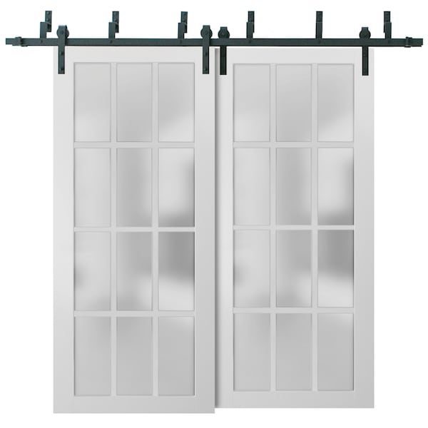 Sartodoors Barn Bypass Interior Door, 64" x 84", White - FELICIA3312BBB-BEM-6484