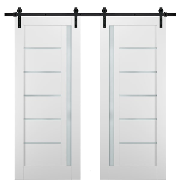 Sartodoors Double Barn Interior Door, 48" x 96", White - QUADRO4088DB-WS-4896