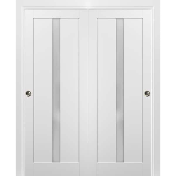 Sartodoors Closet Bypass Interior Door, 56" x 96", White - QUADRO4112DBD-WS-5696