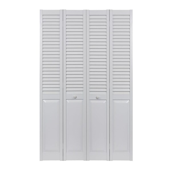 Spectrum 60 x 80 in. Seabrooke PVC Louver over Panel Bifold Door, White - SEALP60
